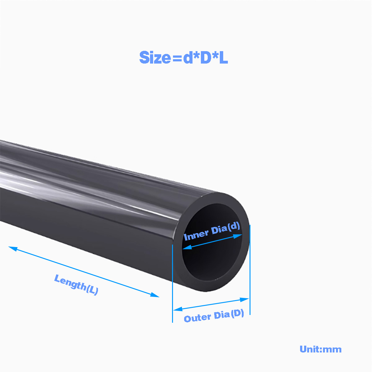 Ocean Aquarium - Pipa Plastik PVC hitam tabung berongga/tangki