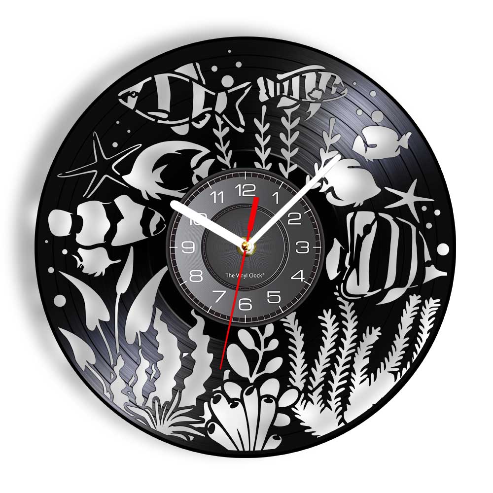 Jam Dinding Vinyl Motif Akuari - Aquarium Marine World ulasan dan harga